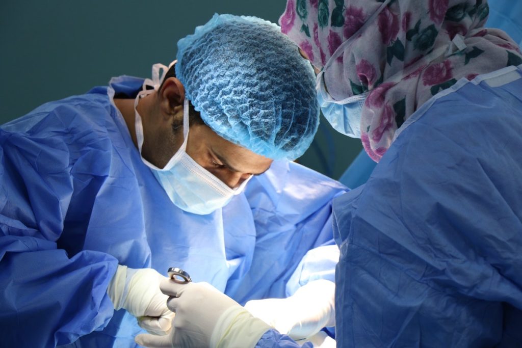 close up of doctor during surgery