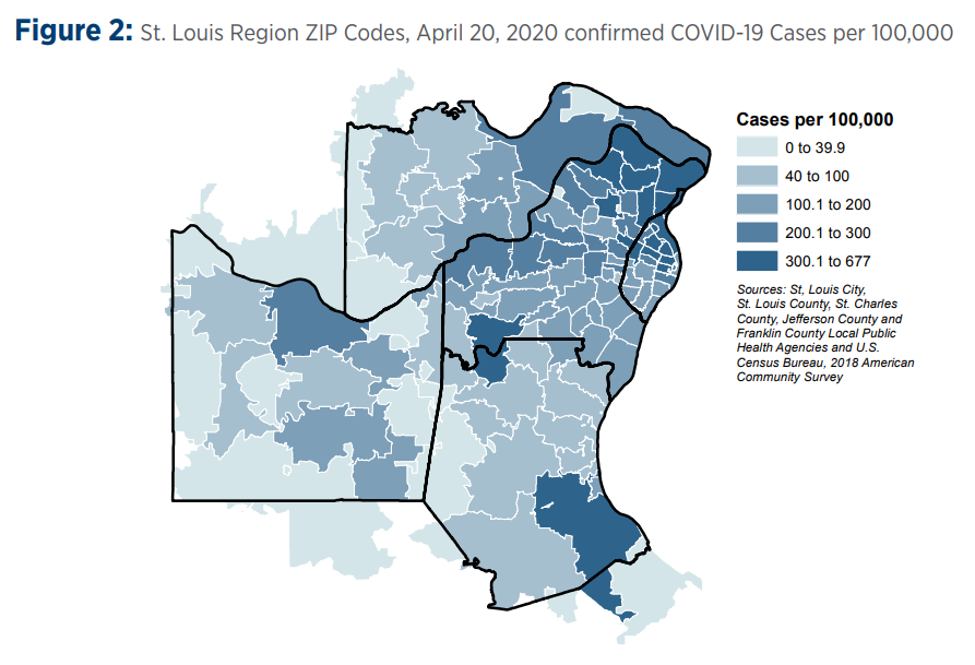 Figure 2: St. Louis Region ZIP Codes Confirmed COVID-19 Cases