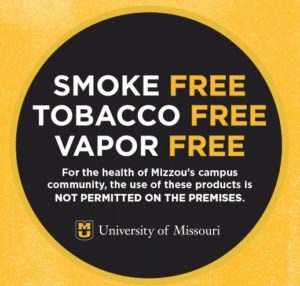 Smoke Free, Tobacco Free, Vapor Free sign