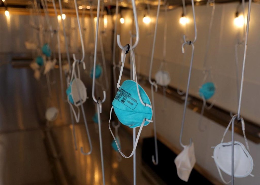N95 Masks hanging to disinfect