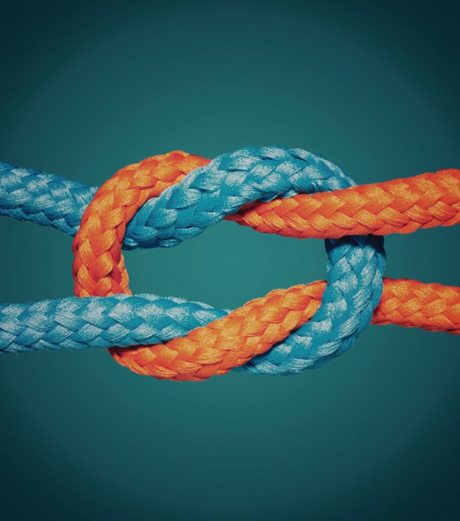 Accomplishments Report Cover Blue and Orange Rope Tied Together