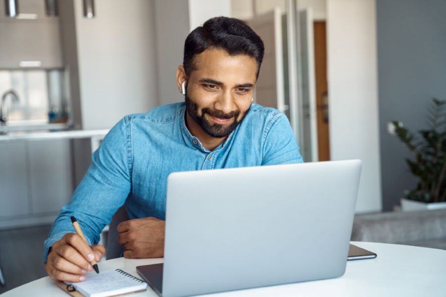 Guy in front of laptop