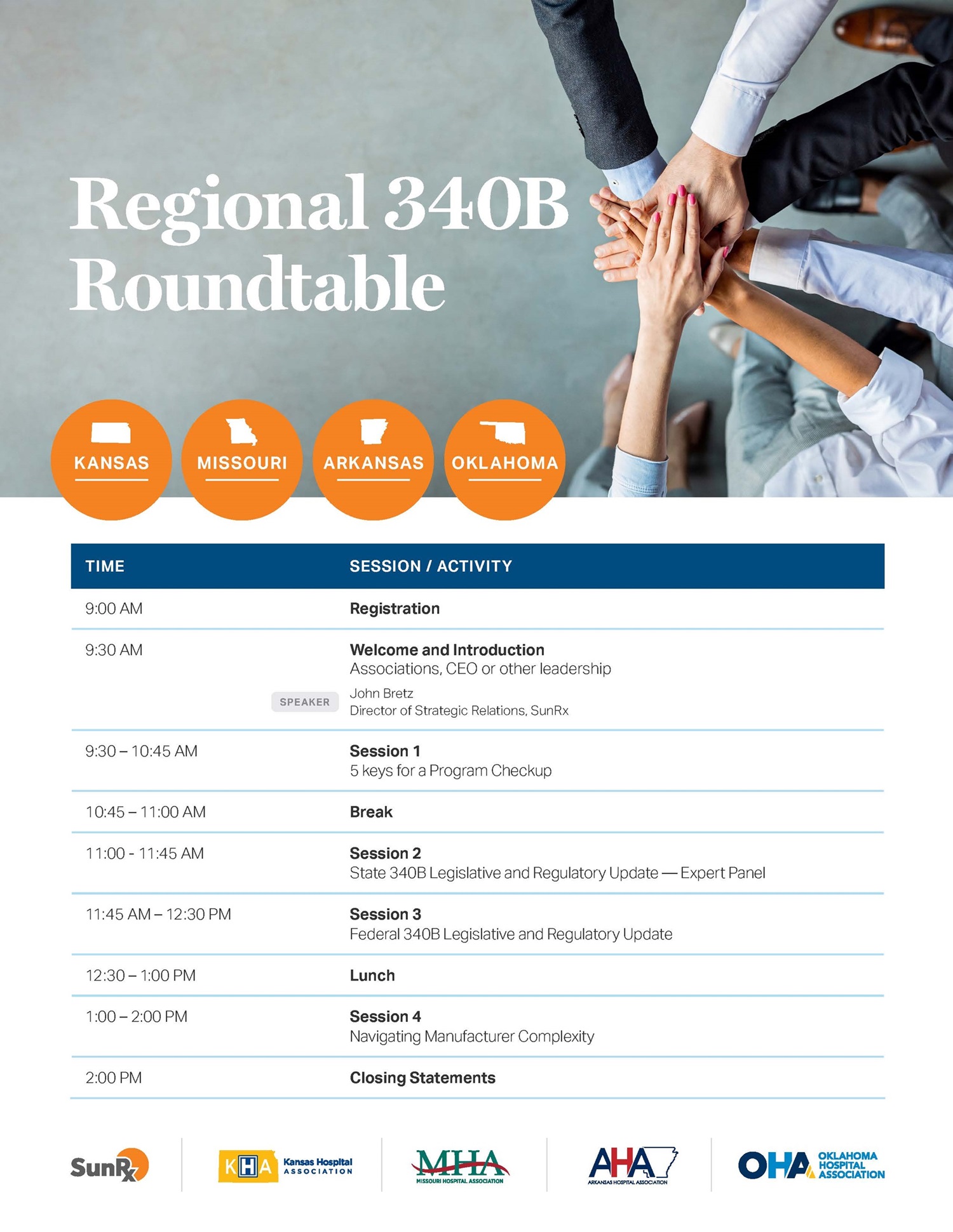 KS MO AR OK SunRx 340B Roundtable Schedule 2025
